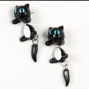 Black Cat Front And Back Earrings